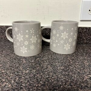Snowflake Gray Ceramic Mug Set